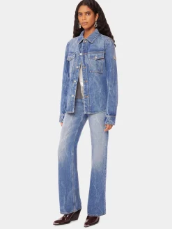 Denim shirt with 1969 metal discs details | Rabanne Best Sale