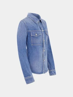 Denim shirt with 1969 metal discs details | Rabanne Best Sale