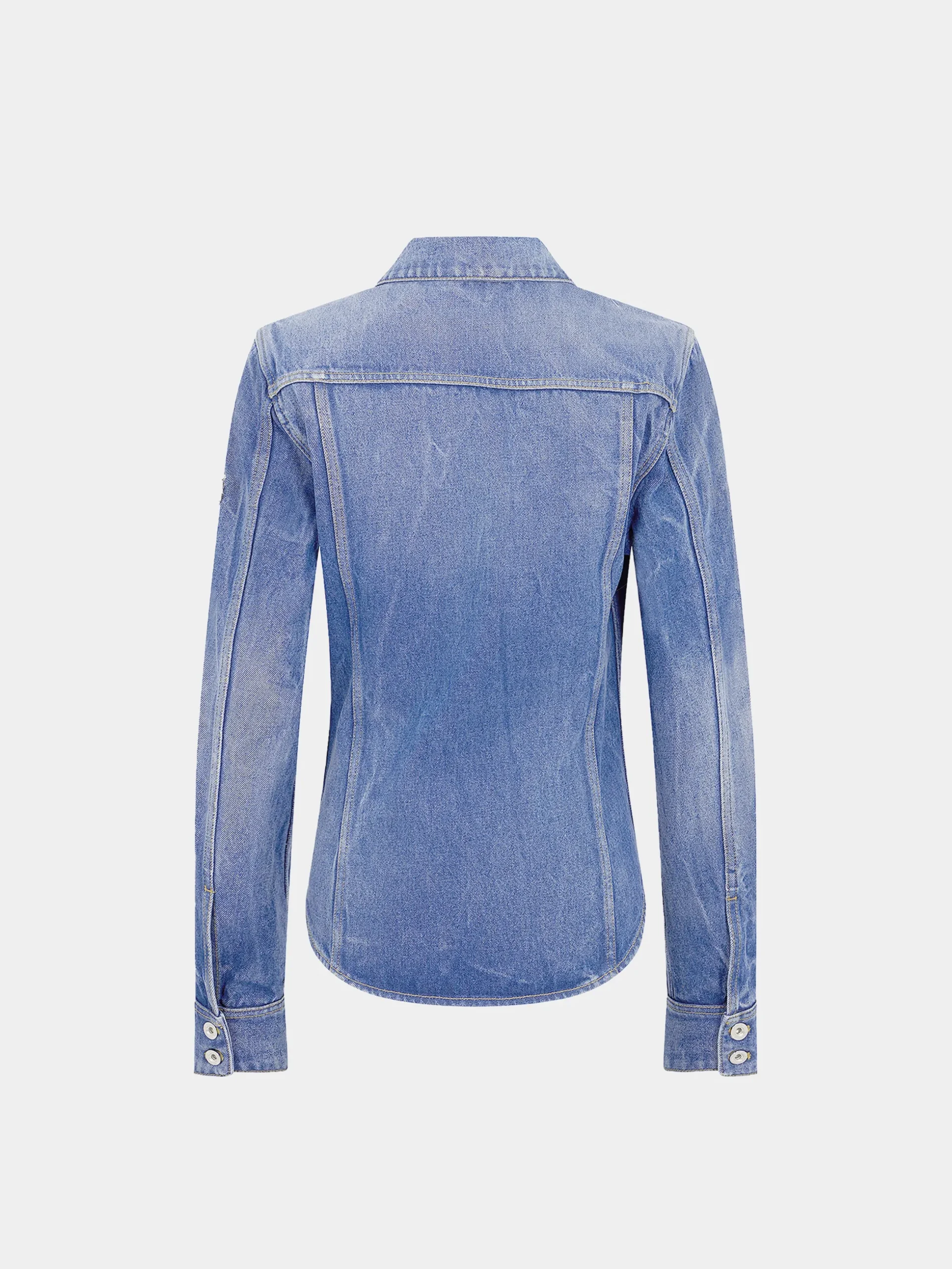 Denim shirt with 1969 metal discs details | Rabanne Best Sale