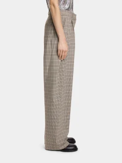 DOUBLE-PLEATED PANTS IN PRINCE OF WALES WOOL | Rabanne Online