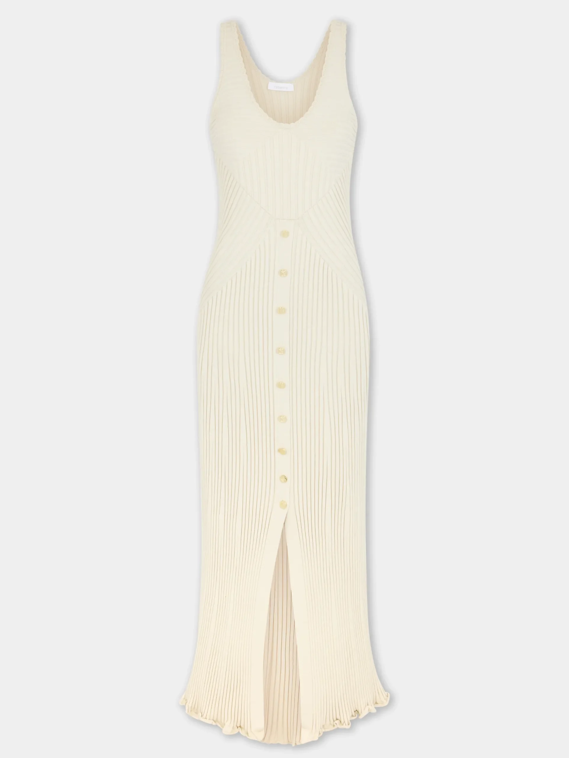 ECRU LONG DRESS IN VISCOSE KNIT | Rabanne Best
