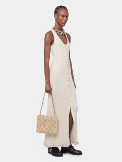 ECRU LONG DRESS IN VISCOSE KNIT | Rabanne Best