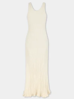 ECRU LONG DRESS IN VISCOSE KNIT | Rabanne Best