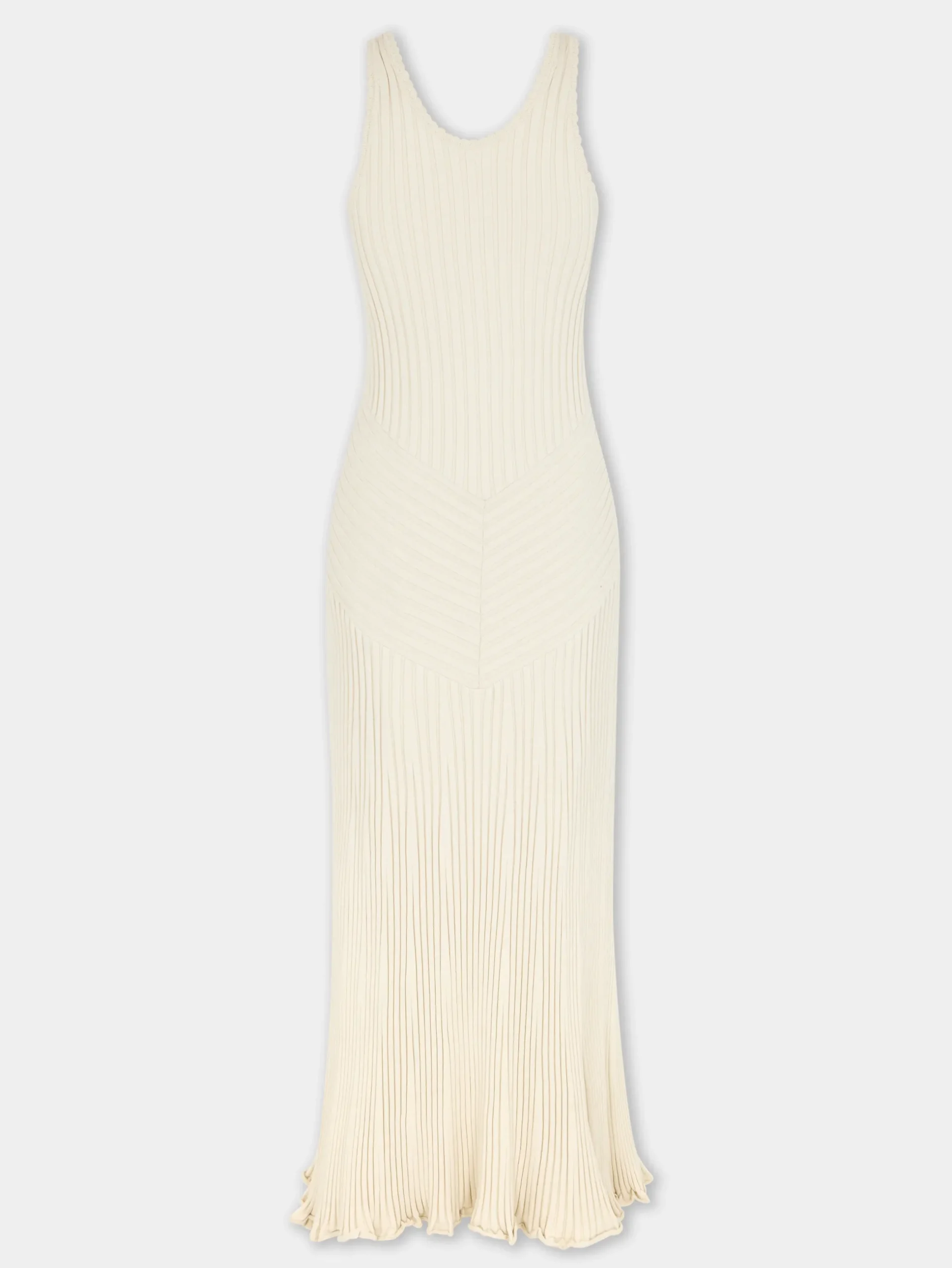 ECRU LONG DRESS IN VISCOSE KNIT | Rabanne Best
