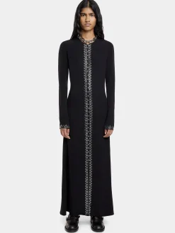 EMBELLISHED LONG DRESS IN SATIN CREPE | Rabanne Shop
