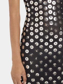 EMBROIDERED LONG DRESS IN SECOND SKIN JERSEY | Rabanne Outlet