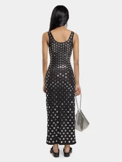 EMBROIDERED LONG DRESS IN SECOND SKIN JERSEY | Rabanne Outlet
