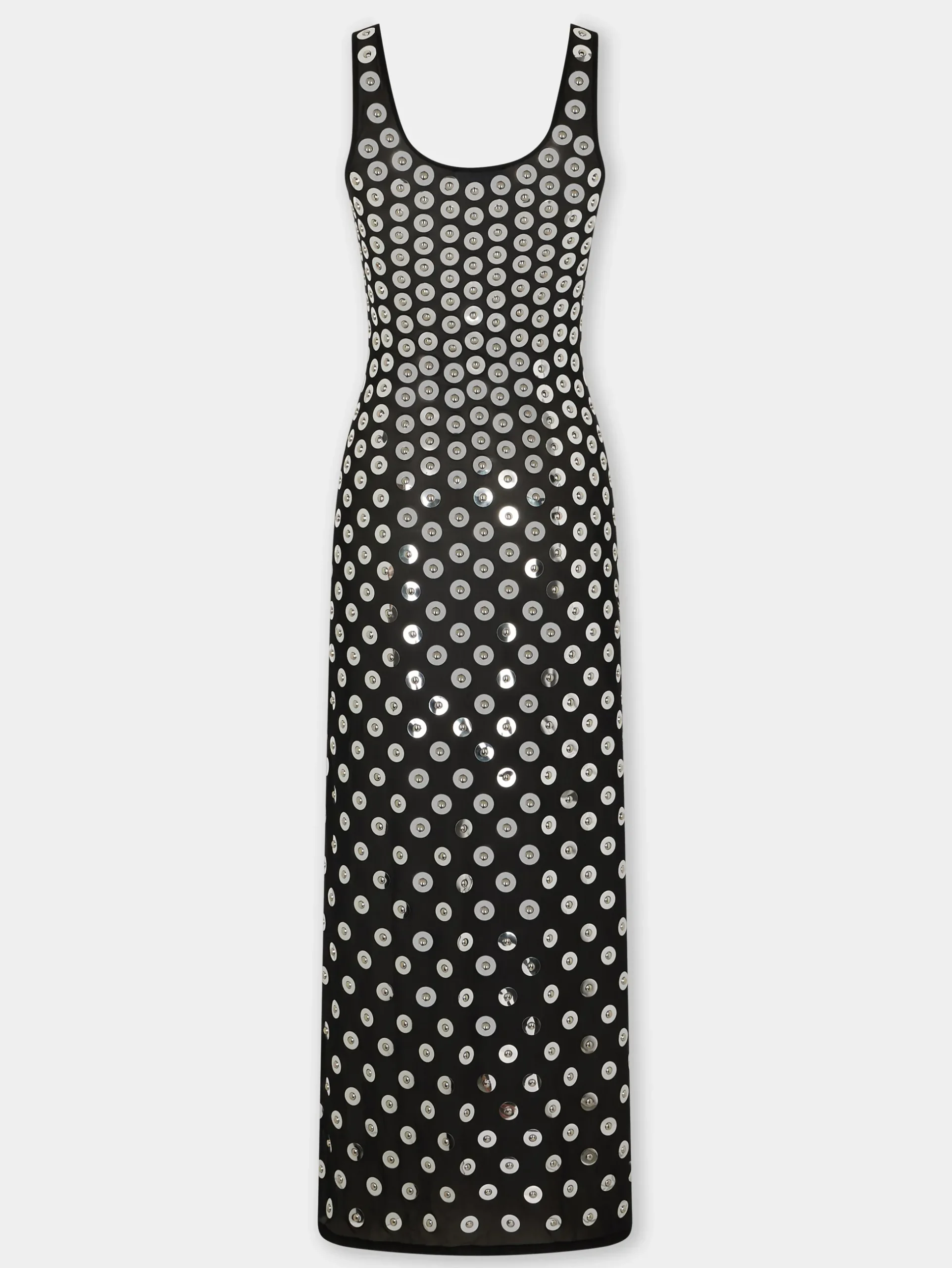 EMBROIDERED LONG DRESS IN SECOND SKIN JERSEY | Rabanne Outlet