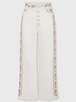 Embroidered off white denim jeans | Rabanne Best Sale