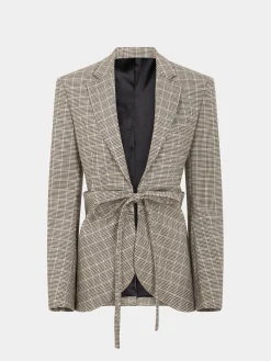 FITTED JACKET IN PRINCE OF WALES WOOL | Rabanne Sale