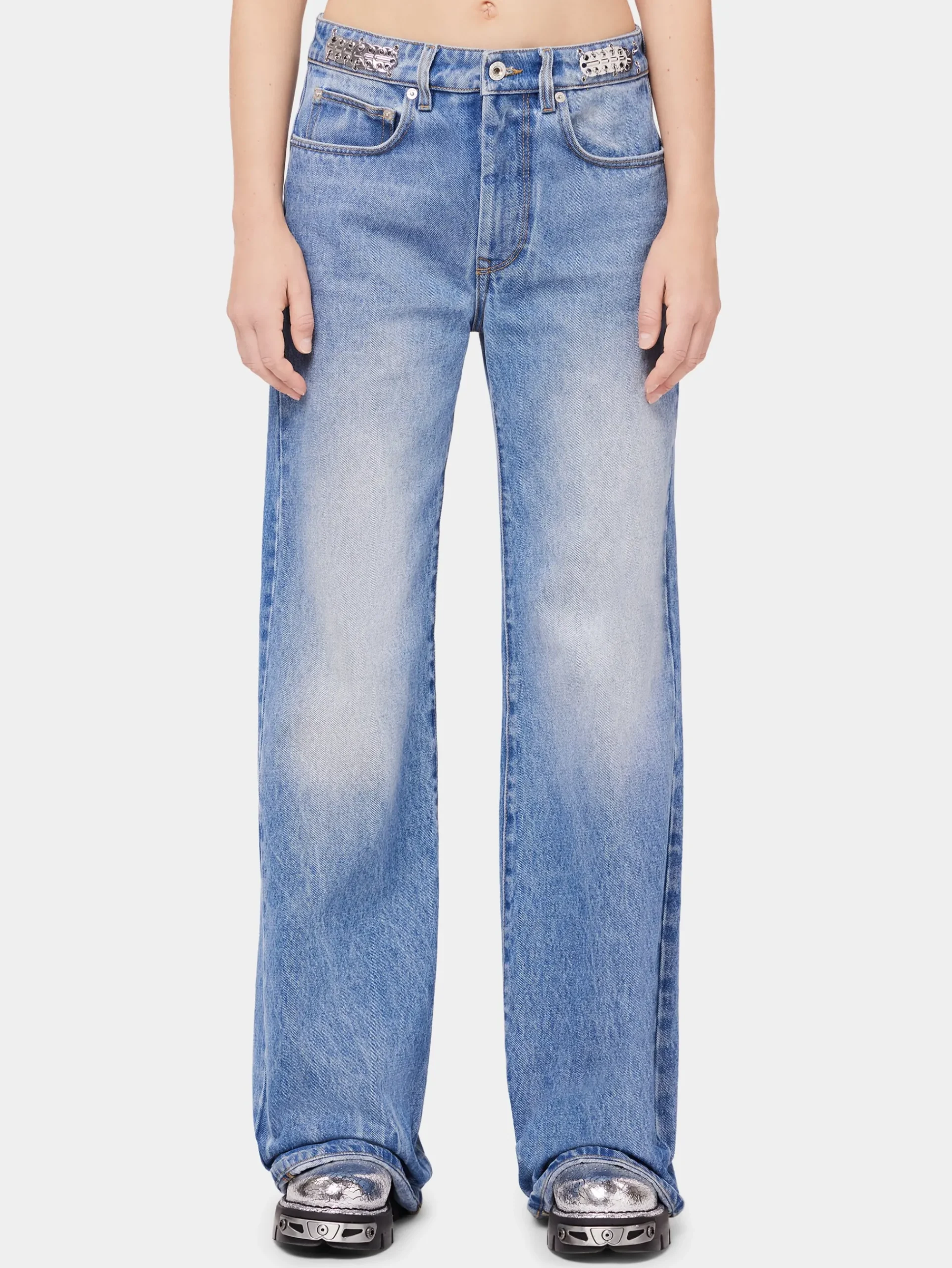 Flared jeans embellished with 1969 discs | Rabanne Hot