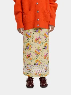 FLORAL LONG EMBELLISHED SKIRT IN SECOND SKIN JERSEY | Rabanne Best