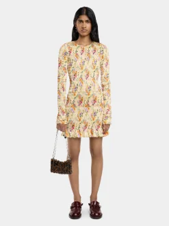 FLORAL SHORT SATIN DRESS | Rabanne Store