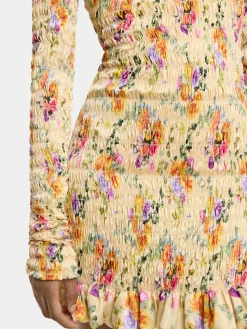 FLORAL SHORT SATIN DRESS | Rabanne Store