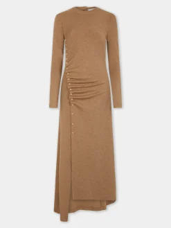 GATHERED LONG DRESS IN WOOL JERSEY | Rabanne Store