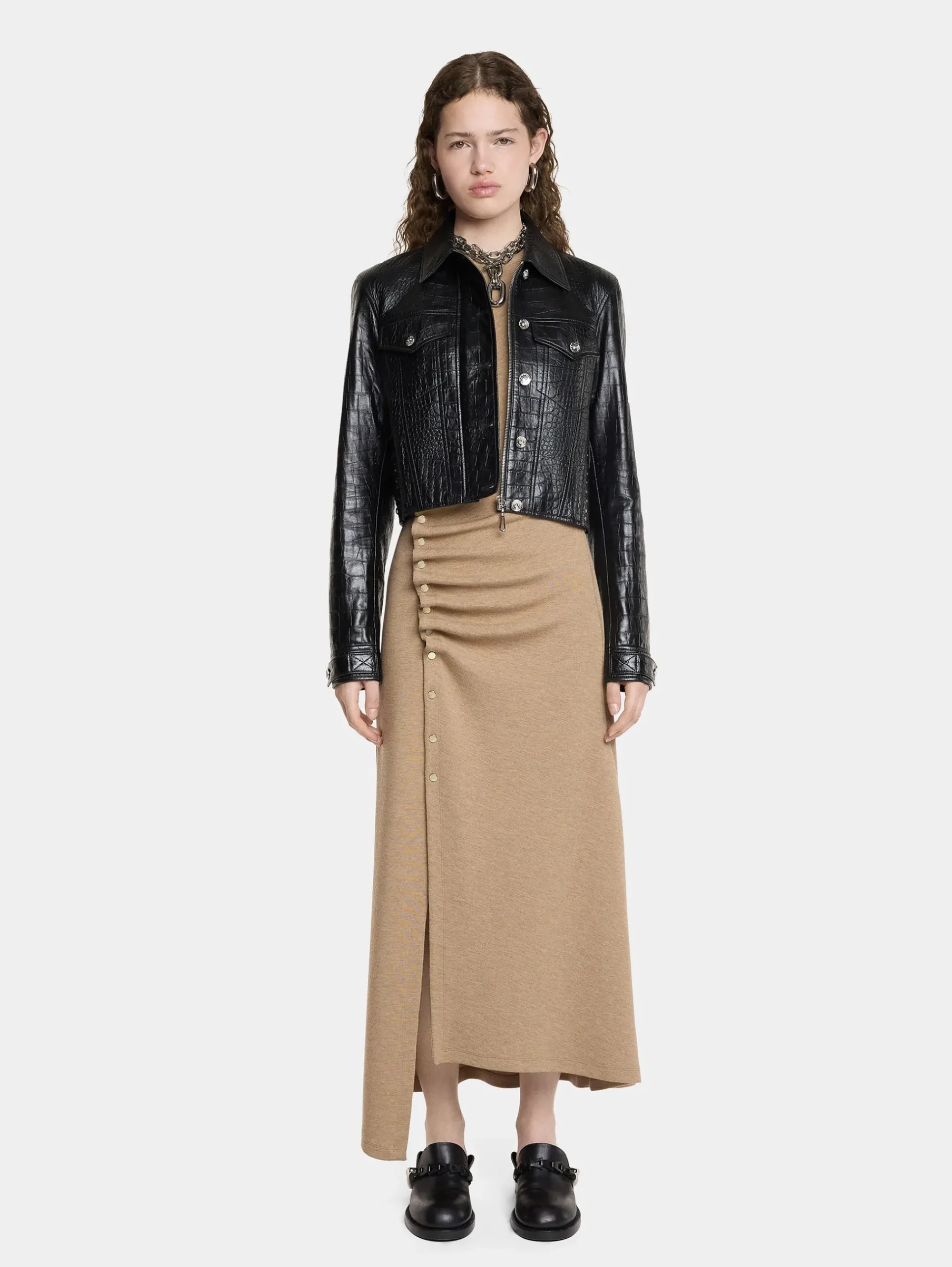GATHERED LONG DRESS IN WOOL JERSEY | Rabanne Store