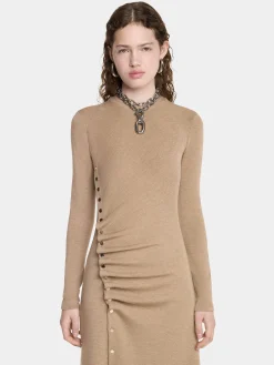 GATHERED LONG DRESS IN WOOL JERSEY | Rabanne Store