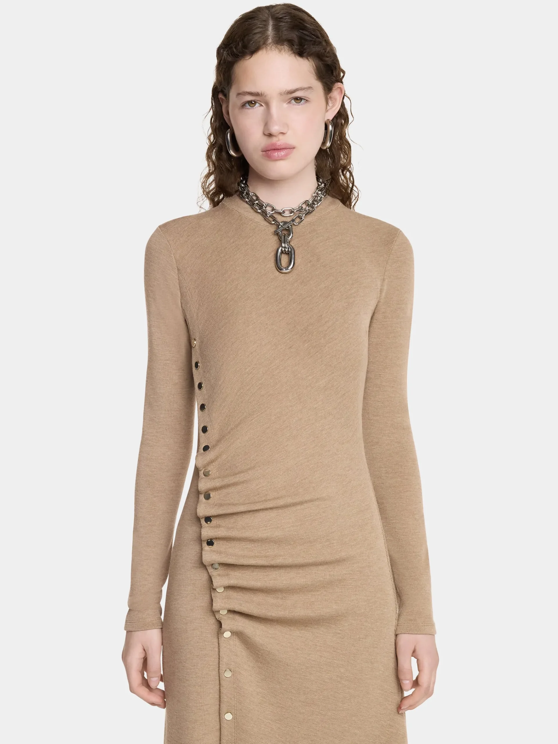 GATHERED LONG DRESS IN WOOL JERSEY | Rabanne Store