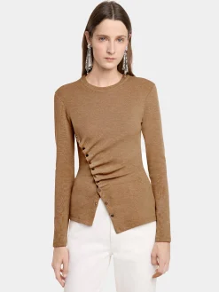 GATHERED TOP IN WOOL JERSEY | Rabanne Clearance