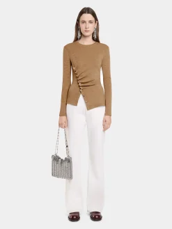 GATHERED TOP IN WOOL JERSEY | Rabanne Clearance