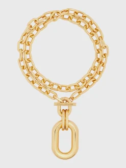 Gold double XL Link necklace with Pendant | Rabanne Sale
