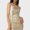 Gold drapé pression Dress in jersey | Rabanne Cheap
