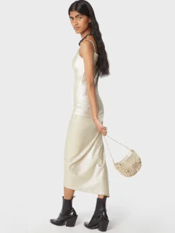 Gold drapé pression Dress in jersey | Rabanne Cheap