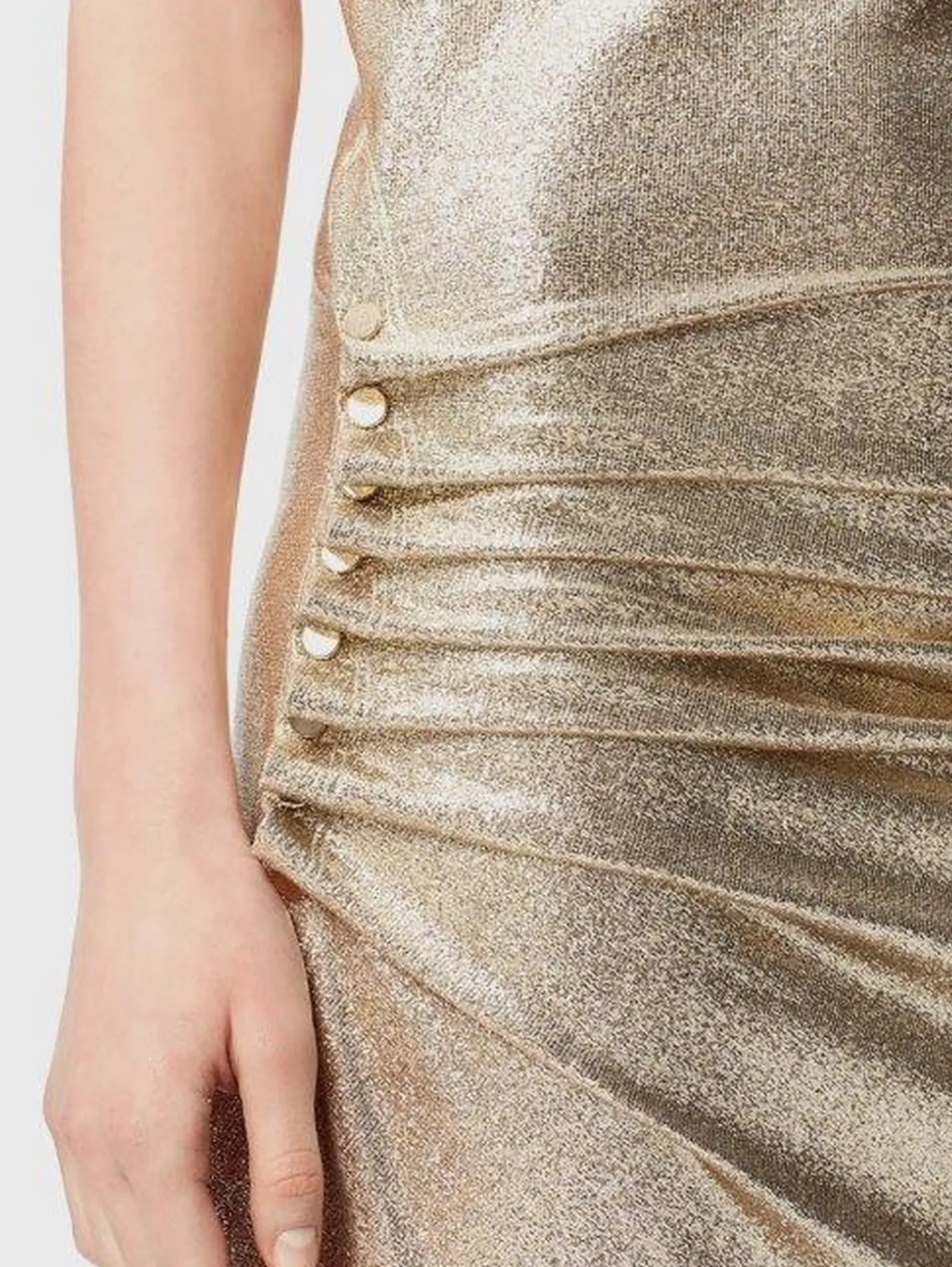Gold drapé pression dress in lurex | Rabanne Outlet