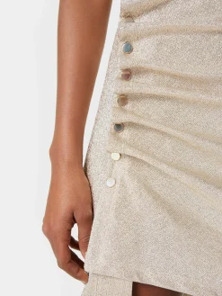 Gold Drapé pression mini dress in jersey | Rabanne Fashion