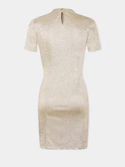 Gold Drapé pression mini dress in jersey | Rabanne Fashion