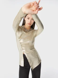 Gold drapé pression top in lurex | Rabanne Discount