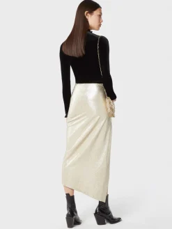 Gold mid-length drapé pression slit skirt | Rabanne Sale