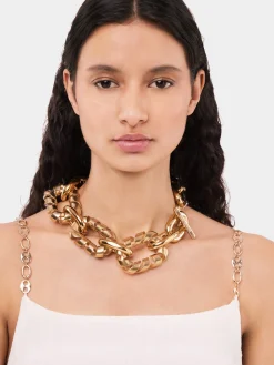 Gold oversized XL link twist necklace | Rabanne Outlet