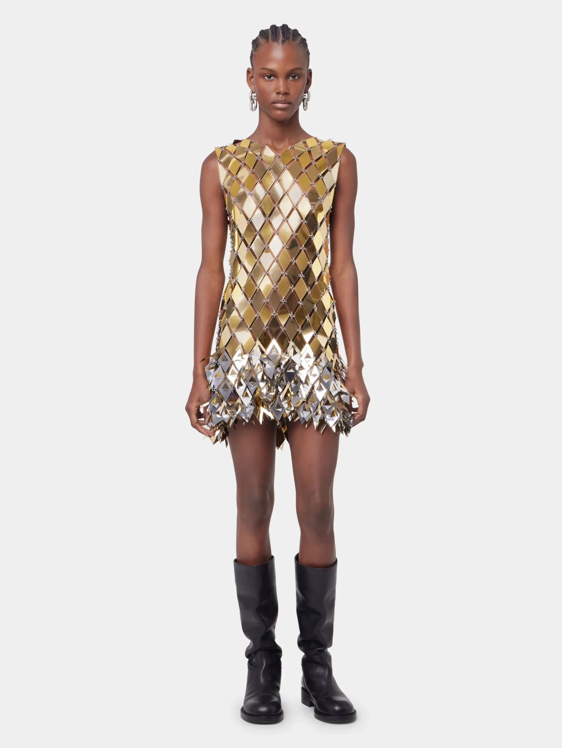GOLD SHORT DRESS IN ASSEMBLY | Rabanne Best