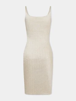 Gold sleeveless drapé pression mini dress | Rabanne Outlet