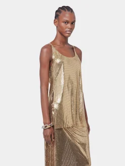 GOLD TANK TOP IN MESH | Rabanne Hot