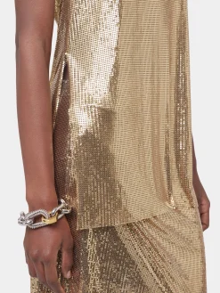 GOLD TANK TOP IN MESH | Rabanne Hot