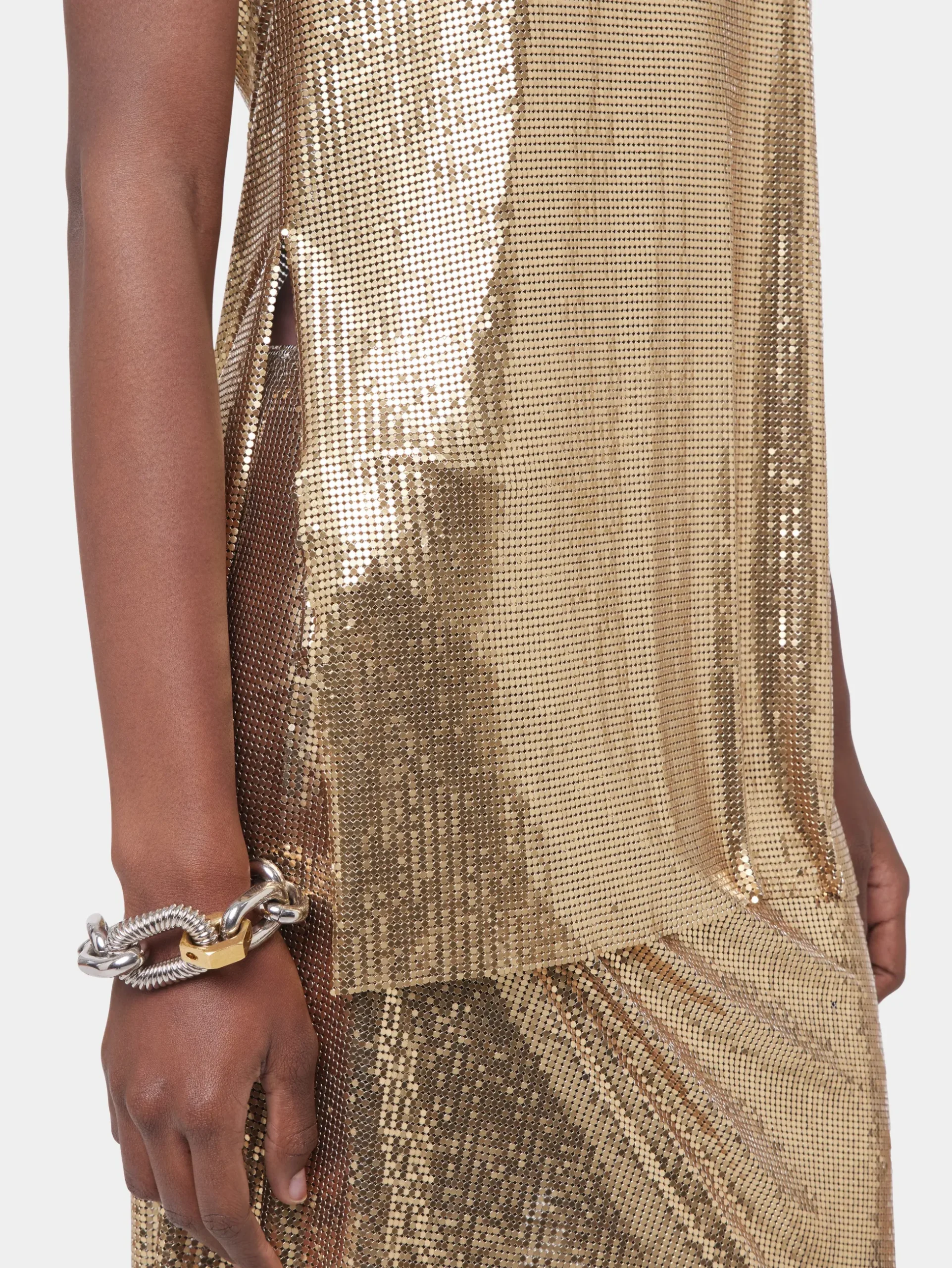 GOLD TANK TOP IN MESH | Rabanne Hot