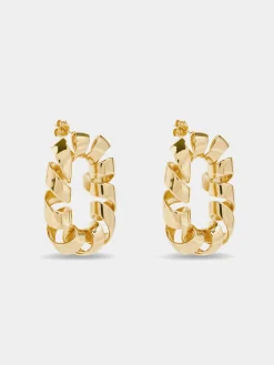 Gold XL Link twist earrings | Rabanne New