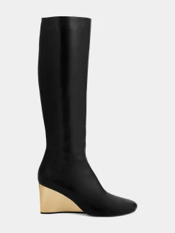 Golden heel Knee-High leather Boots | Rabanne Best
