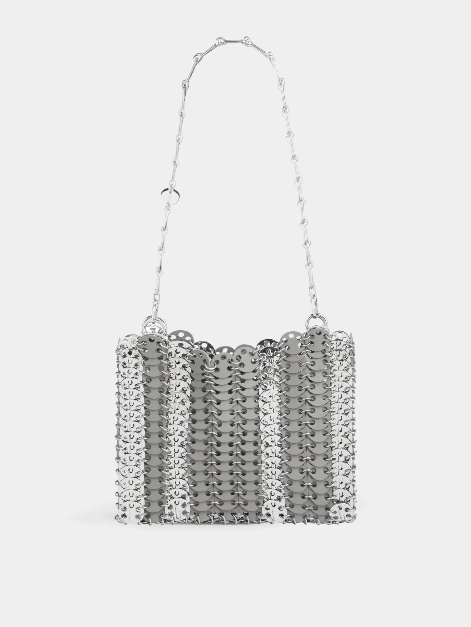 GREY 1969 SQUARE BAG IN METAL AND LEATHER MIX | Rabanne Fashion