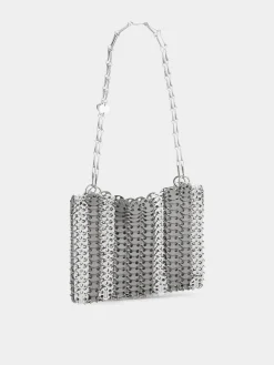 GREY 1969 SQUARE BAG IN METAL AND LEATHER MIX | Rabanne Fashion