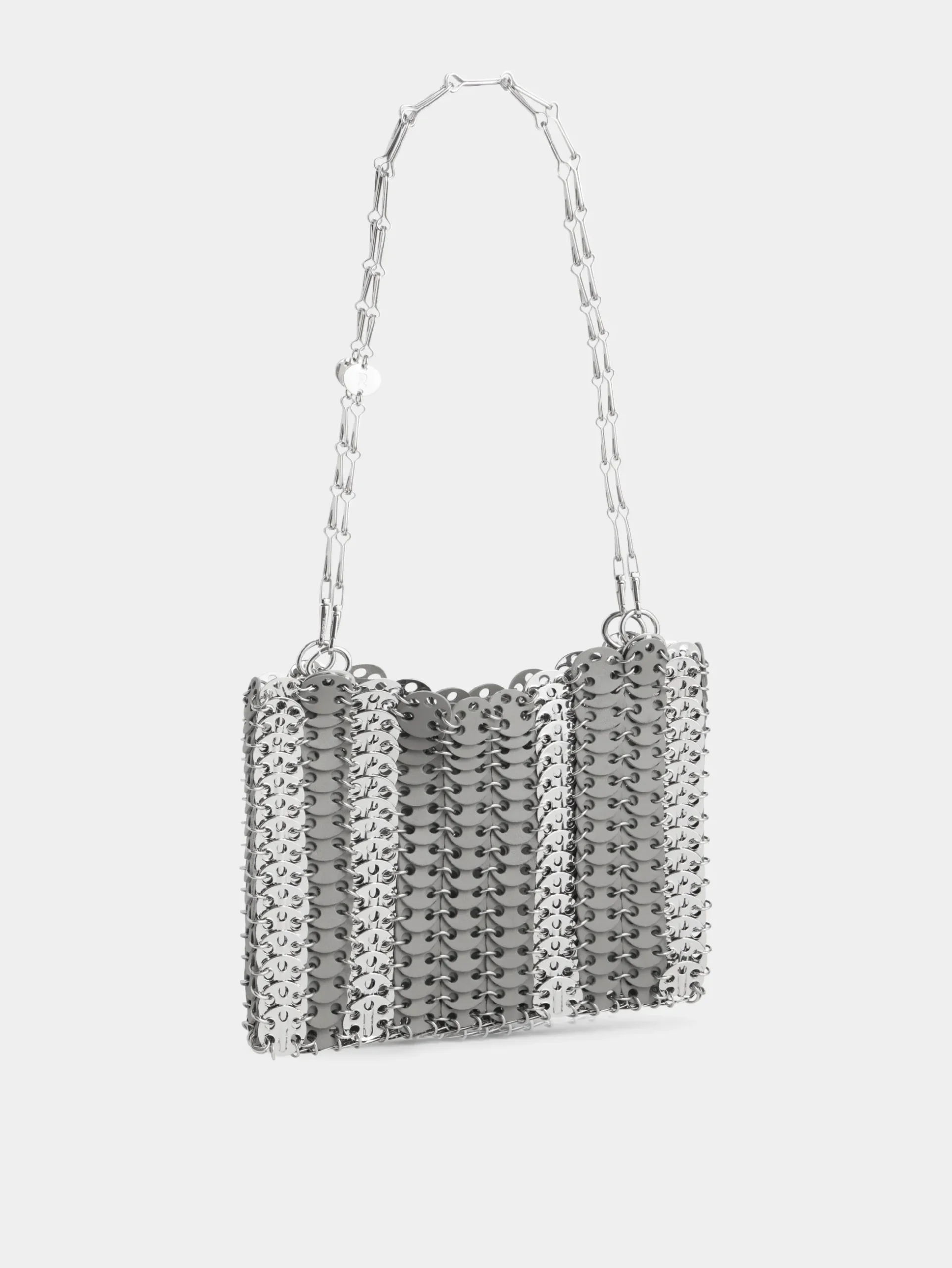 GREY 1969 SQUARE BAG IN METAL AND LEATHER MIX | Rabanne Fashion