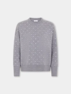 GREY CRYSTAL-EMBELLISHED SWEATER IN WOOL | Rabanne Discount