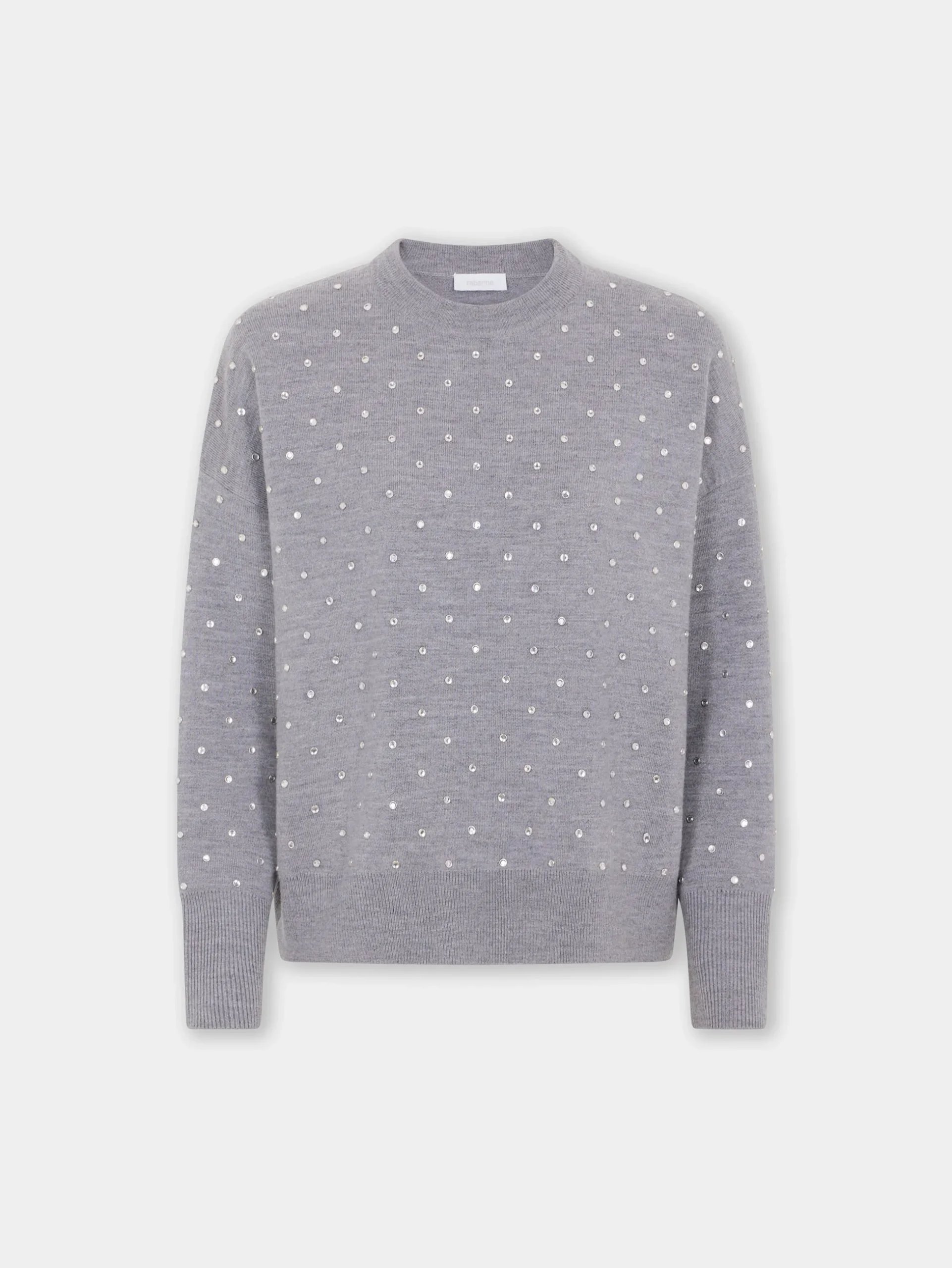 GREY CRYSTAL-EMBELLISHED SWEATER IN WOOL | Rabanne Discount