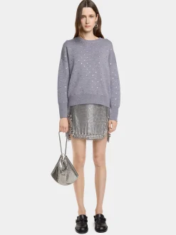GREY CRYSTAL-EMBELLISHED SWEATER IN WOOL | Rabanne Discount