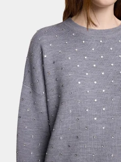 GREY CRYSTAL-EMBELLISHED SWEATER IN WOOL | Rabanne Discount