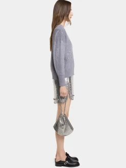 GREY CRYSTAL-EMBELLISHED SWEATER IN WOOL | Rabanne Discount