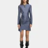 GREY SHORT GATHERED DRESS IN JERSEY | Rabanne Hot