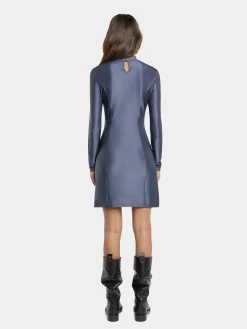GREY SHORT GATHERED DRESS IN JERSEY | Rabanne Hot